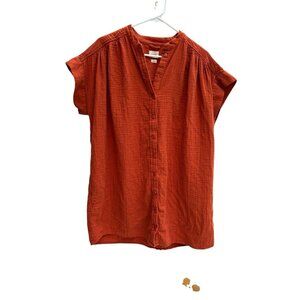 Aritzia Wilfred Free Tahoe Mini Button-Up Shirt Dress Boho Minimalist Small Rust